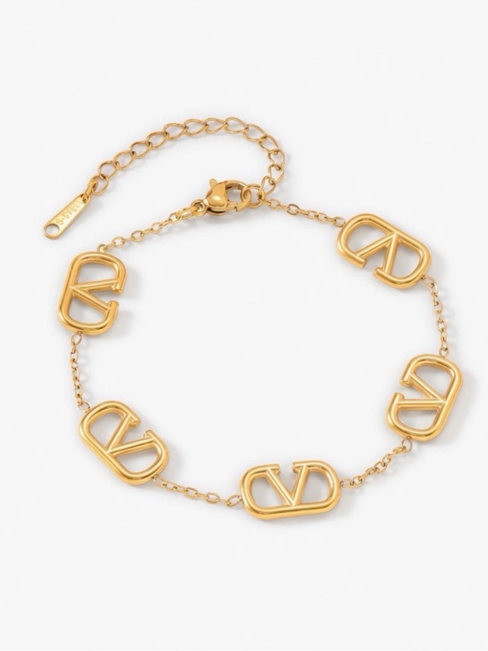 Fashion Jewelry Gold Logo-Link Charm Bracelet